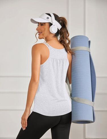 BLEVONH Women's Workout Tank Tops Racerback Loose Fit Yoga Shirts Scoop Neck Sleeveless Running Gym Tank Top in Kuwait
