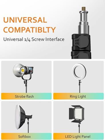 AOCHUAN 1.7M Complete Camera Tripod for Smartphones Camera Gimbal Stabilizers w/ 0.44m ~1.7m Aluminum Alloy Lighting Stand(T20) in Saudi Arabia
