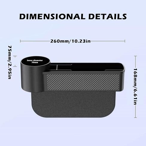 منظم حشو فجوات مقعد السيارة مع حامل أكواب، صندوق تخزين منظم فجوات مقعد السيارة باللون الأسود، جيب مقعد أمامي متعدد الوظائف لحمل الهاتف والنظارات الشمسية in Kuwait