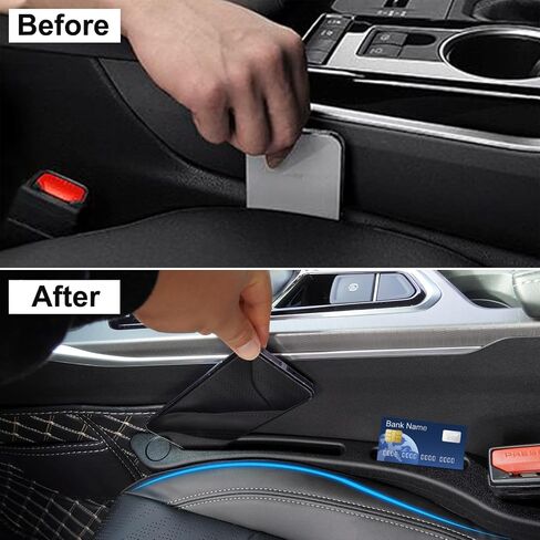 Car Seat Gap Filler - 2 PCS Car Gap Filler Organizer for Car Seat - 2in1 Universal Seat Gap Filler Fits Car Truck SUV, Fill the Gap Between Seat & Console, Organizer Stop Things from Dropping, Black in Saudi Arabia