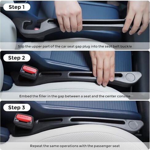 Car Seat Gap Filler - 2 PCS Car Gap Filler Organizer for Car Seat - 2in1 Universal Seat Gap Filler Fits Car Truck SUV, Fill the Gap Between Seat & Console, Organizer Stop Things from Dropping, Black in Saudi Arabia
