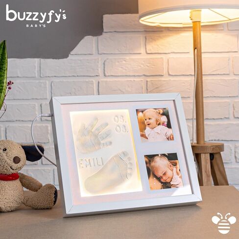 Baby Footprint Extra Large Kit with Led Night Warm Light and Handprint Footprint Frame Kit for New Born Baby Essentials and Must Have Keepsake BabyShower Gifts - Nursery Decor First Time Mom Mother's Day Gifts in Saudi Arabia