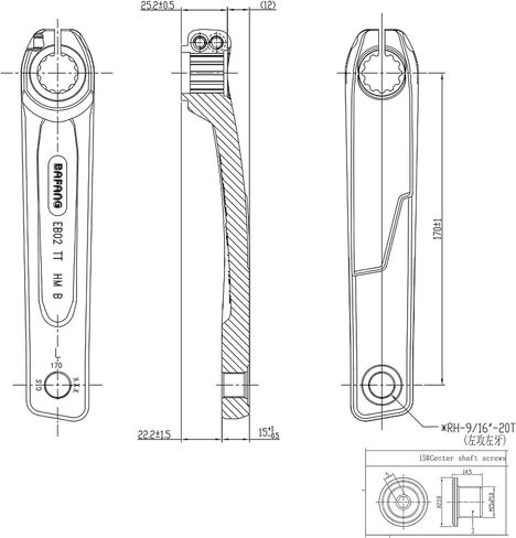 PROWHEEL Ebike BFG Crank Arm,152MM/160MM/165MM/170MM Forged Alloy 6061 T6 Electric Bicycle Crank Arm for BAFANG M800 M600 M510 M500 M420,Electric Bike,Motor Mid Mounted Motor in Saudi Arabia
