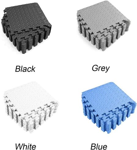 Xiaokeis 12 Pieces Exercise Mats Puzzle Foam Mats Gym Flooring Mat EVA Foam Interlocking Tiles Cushioned Workout Flooring for Home and Gym Equipment Home Protective Flooring Cushion(Black) in Saudi Arabia