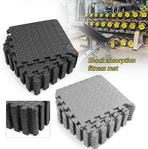 Xiaokeis 12 Pieces Exercise Mats Puzzle Foam Mats Gym Flooring Mat EVA Foam Interlocking Tiles Cushioned Workout Flooring for Home and Gym Equipment Home Protective Flooring Cushion(Black) in Saudi Arabia