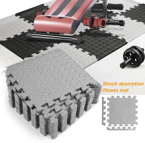 Xiaokeis 12 Pieces Exercise Mats Puzzle Foam Mats Gym Flooring Mat EVA Foam Interlocking Tiles Cushioned Workout Flooring for Home and Gym Equipment Home Protective Flooring Cushion(Black) in Saudi Arabia