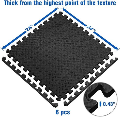 Yes4All Interlocking Exercise Mat - Black - 6pc + Resistance Loop Bands in Saudi Arabia