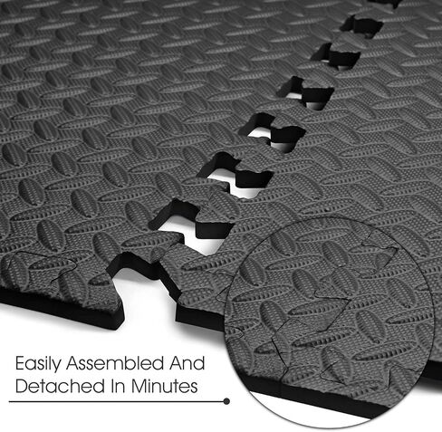 Yes4All Interlocking Exercise Mat - Black - 6pc + Resistance Loop Bands in Saudi Arabia