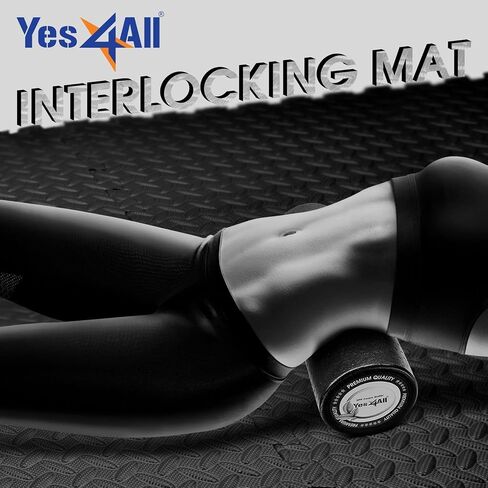 Yes4All Interlocking Exercise Mat - Black - 6pc + Resistance Loop Bands in Saudi Arabia