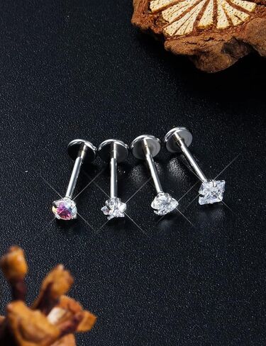 Prjndjw 20G 18G 16G أقراط ترصيع مسطحة الظهر الجراحية الفولاذ المقاوم للصدأ مجوهرات لابريت مونرو حلقات الشفاه الغضروف الزنمة الحلزون دفع الأنف الدائري ميدوسا ثقب المجوهرات للنساء الرجال 3 مم in Kuwait