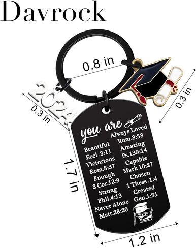 Davrock Christian Graduation Gifts For Her Women Class of 2024 Keychain for Teen Girl Boy Church Inspiration Spiritual Religious Bible Gift For Graduate Christian Keychain Gift Ideas in Saudi Arabia