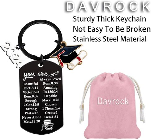 Davrock Christian Graduation Gifts For Her Women Class of 2024 Keychain for Teen Girl Boy Church Inspiration Spiritual Religious Bible Gift For Graduate Christian Keychain Gift Ideas in Saudi Arabia
