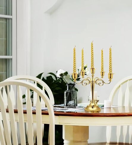 FANWNKI 5-Candle Metal Candelabra 10.2 Inch Tall Candlestick Candle Holders for Home Decor Wedding Christmas Church Halloween Party, Gold in Saudi Arabia