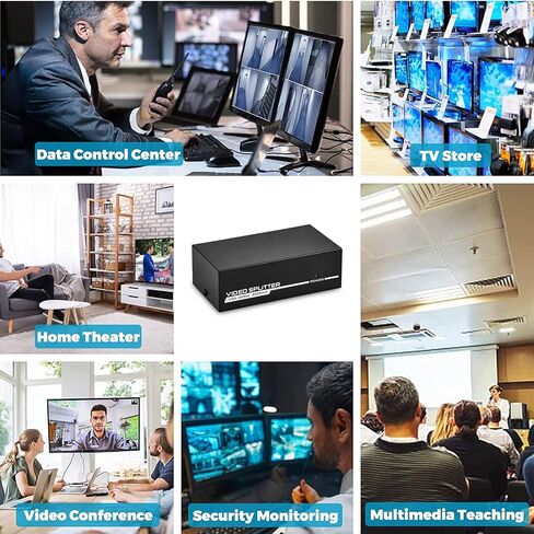 TCNEWCL 4 منافذ VGA مقسم يعمل بمخرج 1 في 4 لتكرار شاشة الفيديو، يدعم دقة 1920x1440 عرض النطاق الترددي 200 ميجاهرتز، 1 جهاز كمبيوتر إلى 4 شاشات VGA/جهاز عرض، بما في ذلك محول التيار المتردد in Kuwait