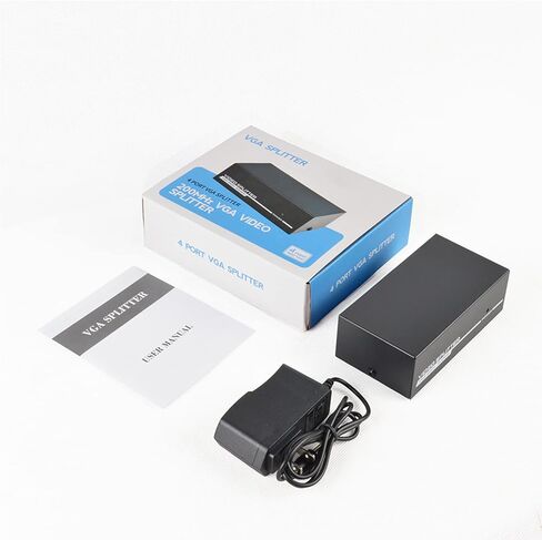 TCNEWCL 4 منافذ VGA مقسم يعمل بمخرج 1 في 4 لتكرار شاشة الفيديو، يدعم دقة 1920x1440 عرض النطاق الترددي 200 ميجاهرتز، 1 جهاز كمبيوتر إلى 4 شاشات VGA/جهاز عرض، بما في ذلك محول التيار المتردد in Kuwait