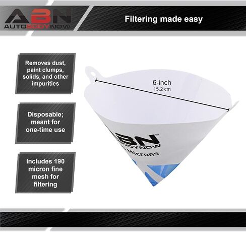 ABN Paint Strainer Mesh Funnel, 190 Micron 250ct - Disposable Filters Cone Blue Mesh Strainers, Oil Funnel for Mechanics in Saudi Arabia