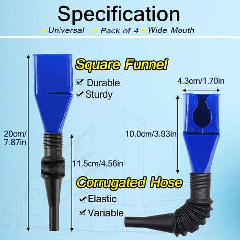 Universal Flexible Draining Oil Snap,Portable Adjustable Plastic Fuel Funnel for Cars,New Multifunctional Hand-Free Funnel with Hose,Durable Material Spill-Free Funnel,2pcs in Saudi Arabia