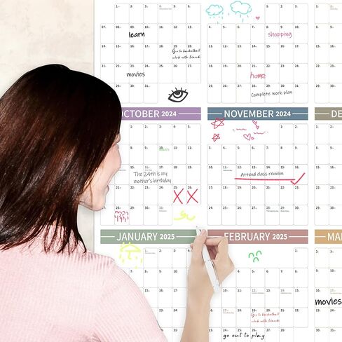 GuassLee Large Yearly Wall Calendar 2024-2025, Full Year Calendar One Page, Jul 2024- Jun 2025, Annual Wall Calendar 2024, 24"X 48" Wall Calendar 2024-2025 Large with Foam Stickers in Kuwait