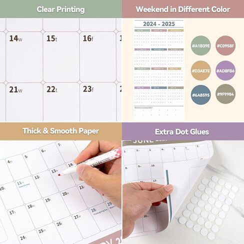 GuassLee Large Yearly Wall Calendar 2024-2025, Full Year Calendar One Page, Jul 2024- Jun 2025, Annual Wall Calendar 2024, 24"X 48" Wall Calendar 2024-2025 Large with Foam Stickers in Kuwait