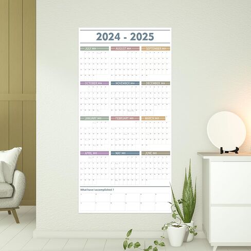 GuassLee Large Yearly Wall Calendar 2024-2025, Full Year Calendar One Page, Jul 2024- Jun 2025, Annual Wall Calendar 2024, 24"X 48" Wall Calendar 2024-2025 Large with Foam Stickers in Kuwait