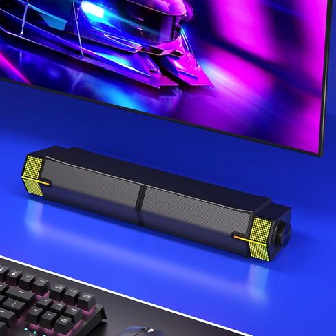 Jeecoo Bluetooth Computer Speakers for PC Desktop Monitor, Gaming PC Sound Bar - Wired USB-Powered, Superb Stereo Sound, with Gradient LED Lighting - Red in Kuwait