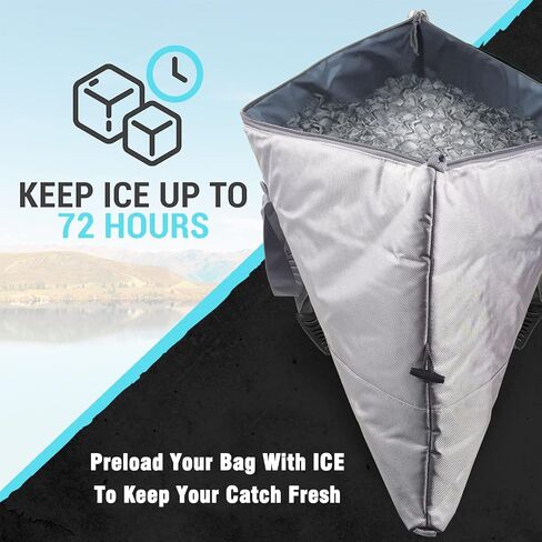 Roadaniel Insulated Fish Cooler Bag, Leakproof Fish Kill Bag, Portable Large Fishing Cooler Bag for Outdoor Tarvel, Sweat Proof Design, Keep Ice Cold and Fresh All Day Long in Saudi Arabia