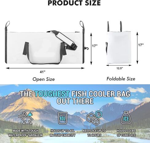 Roadaniel Insulated Fish Cooler Bag, Leakproof Fish Kill Bag, Portable Large Fishing Cooler Bag for Outdoor Tarvel, Sweat Proof Design, Keep Ice Cold and Fresh All Day Long in Saudi Arabia
