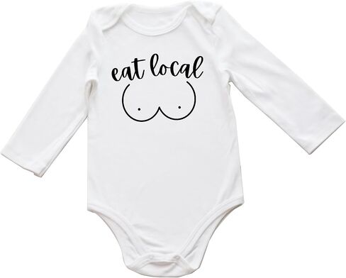 Eat Local Onesie Breastfeeding Baby Bodysuit Funny Infant Shower Gift I'm Past Milk Drunk I'm Tit Faced Breastfed Onesie (0-6 Months, Cute Print-Long Sleeve Bodysuit) in Saudi Arabia