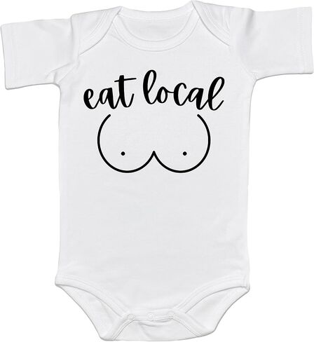 Eat Local Onesie Breastfeeding Baby Bodysuit Funny Infant Shower Gift I'm Past Milk Drunk I'm Tit Faced Breastfed Onesie (0-6 Months, Cute Print-Long Sleeve Bodysuit) in Saudi Arabia