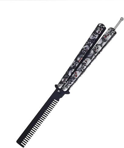 Generic Practice Finger Trainer Tool, Cool Skull Steel Metal Folding Balisong Tool with Latch for Training and Practicing Flipping Tricks, Strong and Durable Gift for Men Boys Kids CSGO in Saudi Arabia