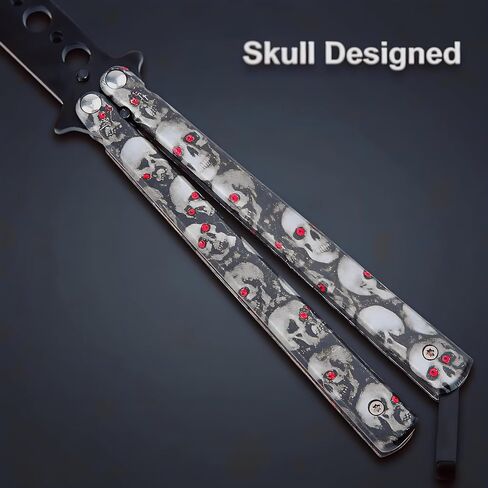 Generic Practice Finger Trainer Tool, Cool Skull Steel Metal Folding Balisong Tool with Latch for Training and Practicing Flipping Tricks, Strong and Durable Gift for Men Boys Kids CSGO in Saudi Arabia