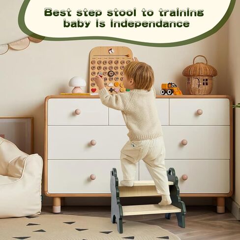 مقعد خشبي للأطفال الصغار، مقعد بخطوتين مع سطح ومقابض غير قابلة للانزلاق، مقعد للحمام وغرفة النوم ومقاعد المطبخ للأطفال in Kuwait