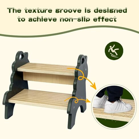 مقعد خشبي للأطفال الصغار، مقعد بخطوتين مع سطح ومقابض غير قابلة للانزلاق، مقعد للحمام وغرفة النوم ومقاعد المطبخ للأطفال in Kuwait