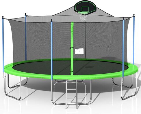 Homefine 16FT/14FT/12FT Trampoline, Outdoor Trampolines with Basketball Hoop Ladder and Safety Enclosure Net for Adults and Kids in Saudi Arabia