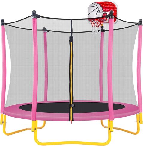 LOVMOR 4FT 5FT 6FT 7FT 8FT 10FT 12FT 14FT 15FT 16FT Trampoline, 1500 LBS Weight Capacity Recreational Trampolines for Kids and Adults with Enclosure Net, Basketball Hoop & Ladder, ASTM Approved in Saudi Arabia