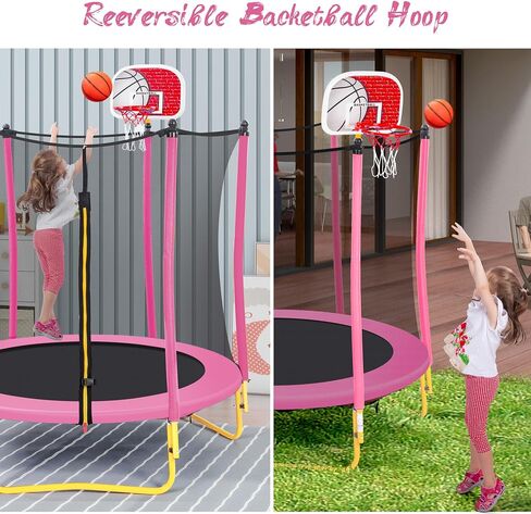 LOVMOR 4FT 5FT 6FT 7FT 8FT 10FT 12FT 14FT 15FT 16FT Trampoline, 1500 LBS Weight Capacity Recreational Trampolines for Kids and Adults with Enclosure Net, Basketball Hoop & Ladder, ASTM Approved in Saudi Arabia
