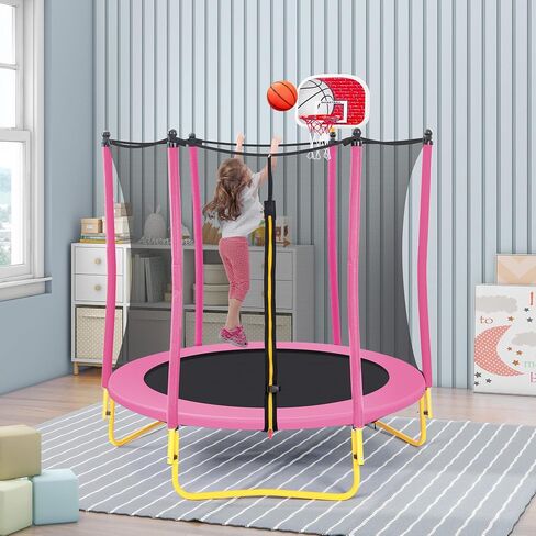 LOVMOR 4FT 5FT 6FT 7FT 8FT 10FT 12FT 14FT 15FT 16FT Trampoline, 1500 LBS Weight Capacity Recreational Trampolines for Kids and Adults with Enclosure Net, Basketball Hoop & Ladder, ASTM Approved in Saudi Arabia