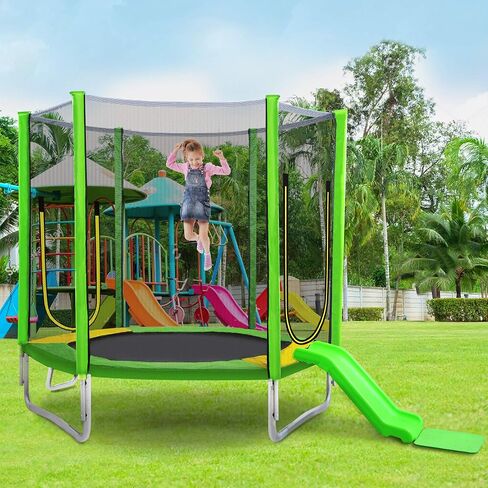 LOVMOR 4FT 5FT 6FT 7FT 8FT 10FT 12FT 14FT 15FT 16FT Trampoline, 1500 LBS Weight Capacity Recreational Trampolines for Kids and Adults with Enclosure Net, Basketball Hoop & Ladder, ASTM Approved in Saudi Arabia