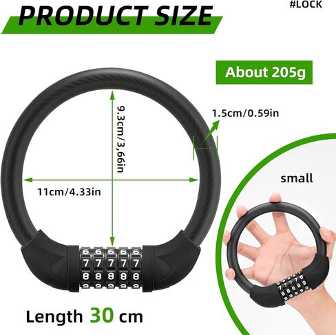 ROCKBROS Small Bike Lock, 5 Digit Bike Combination Lock, Anti-Theft Bike Cable Lock in Saudi Arabia