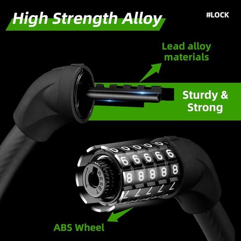 ROCKBROS Small Bike Lock, 5 Digit Bike Combination Lock, Anti-Theft Bike Cable Lock in Saudi Arabia