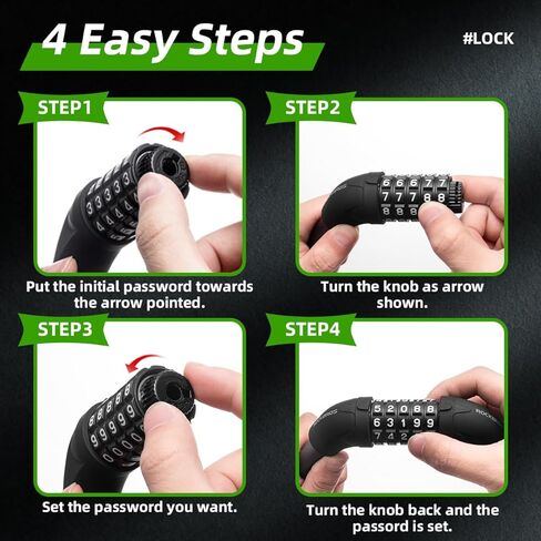 ROCKBROS Small Bike Lock, 5 Digit Bike Combination Lock, Anti-Theft Bike Cable Lock in Saudi Arabia