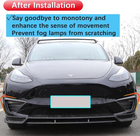 yhcdsea for Tesla Model Y غطاء خفيف للضباب الأمامي، غطاء حواجب خفيف للضباب، إطار مناسب لملحقات الديكور طراز Tesla Model Y 2020-2023 (نمط ألياف الكربون غير اللامعة) in Kuwait