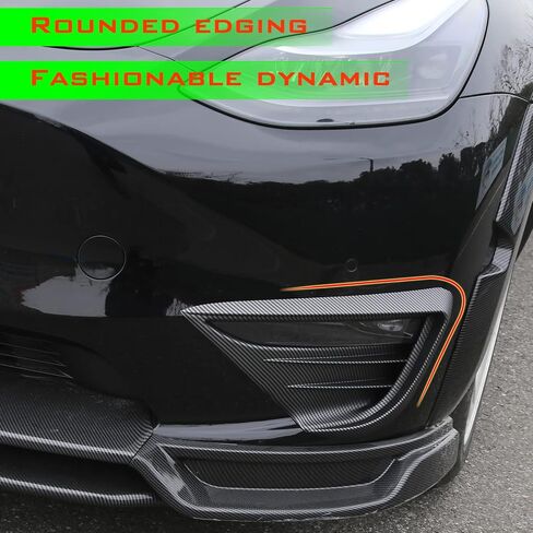 yhcdsea for Tesla Model Y غطاء خفيف للضباب الأمامي، غطاء حواجب خفيف للضباب، إطار مناسب لملحقات الديكور طراز Tesla Model Y 2020-2023 (نمط ألياف الكربون غير اللامعة) in Kuwait