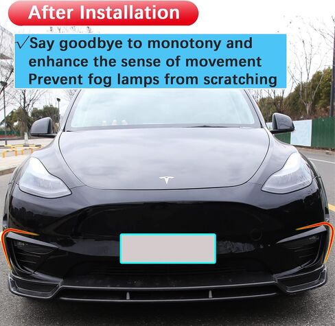 yhcdsea for Tesla Model Y غطاء خفيف للضباب الأمامي، غطاء حواجب خفيف للضباب، إطار مناسب لملحقات الديكور طراز Tesla Model Y 2020-2023 (نمط ألياف الكربون غير اللامعة) in Kuwait