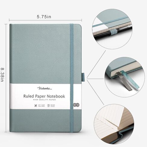 HIUKOOKA 5 Pack College Ruled Journal Notebook, A5 Hardcover Lined Notebook, 940 Numbered Pages+40 Perforated Pages, Leather Journal for Writing Office School Business, 5.75'' x 8.38'' - Black in Kuwait