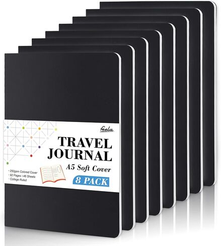 feela 8 Pack Soft Cover Journal Bulk, Notebooks College Ruled for Work, Lined Travel Journal for Students Women, Note Taking Notebook School Supplies Business Writing, 8.2" x 5.5", A5, Pastel Colors in Saudi Arabia
