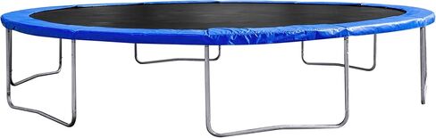 ترامبولين UBGO بطول 15 قدم، ترامبولين خارجي مع شبكة مغلقة، ترامبولين مستدير مع سلم وحلقة كرة السلة، ترامبولين في الفناء الخلفي للأطفال والعائلة وقت سعيد باللون الأزرق in Kuwait