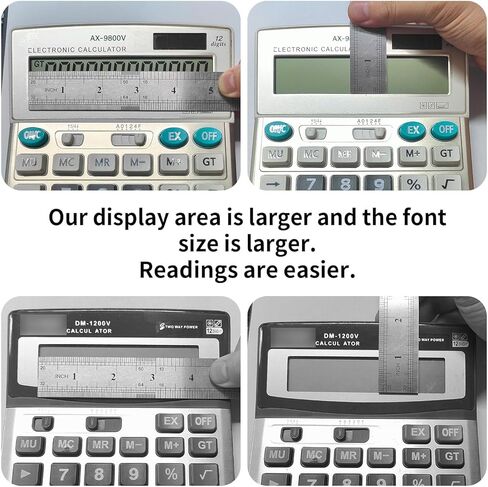 آلة حاسبة مكتبية من ديكسفر بشاشة LCD كبيرة جدًا مكونة من 12 رقمًا مقاس 5 بوصة، تعمل بالطاقة الشمسية والبطارية للمكتب المنزلي (البطارية متضمنة) in Kuwait