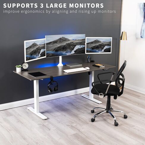 VIVO Triple 23 to 32 inch LED LCD Computer Monitor Desk Mount VESA Stand, Heavy Duty Fully Adjustable Tilt, Swivel, and Rotation, Fits 3 Screens, Black, STAND-V103 in Saudi Arabia