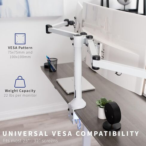 VIVO Triple 23 to 32 inch LED LCD Computer Monitor Desk Mount VESA Stand, Heavy Duty Fully Adjustable Tilt, Swivel, and Rotation, Fits 3 Screens, Black, STAND-V103 in Saudi Arabia